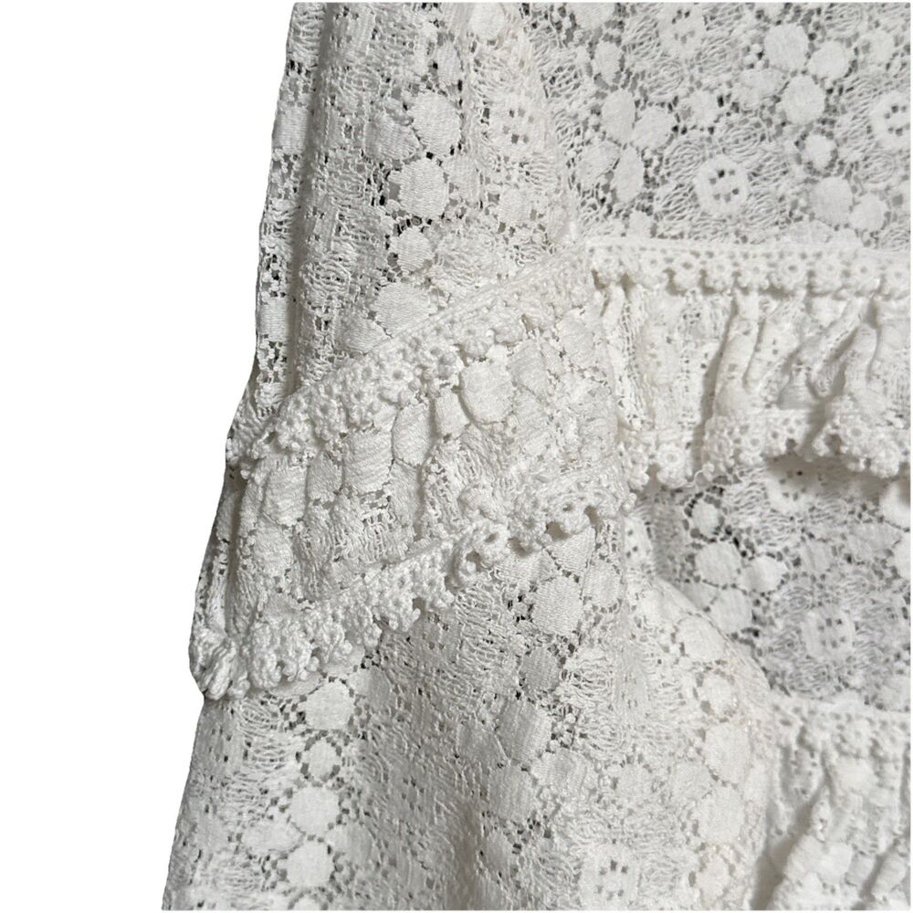 Sezane Ninon Blouse Size 40 US 8 White Lace Ruffle Long Sleeve Romantic Top - Picture 9 of 14